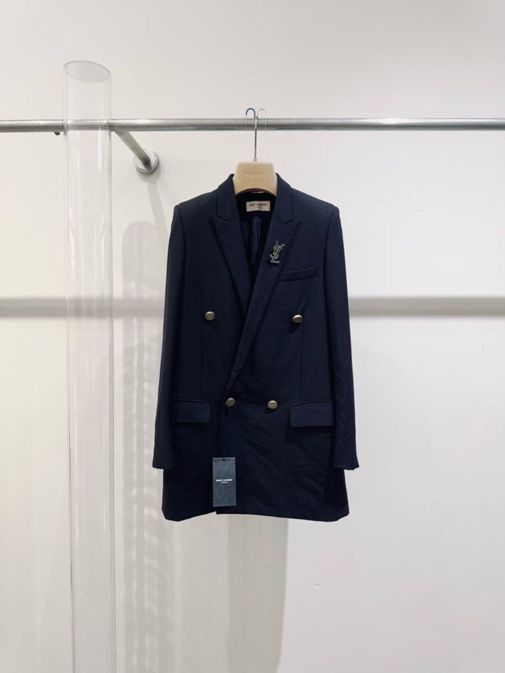 🚩steal Saint Laurent Navy Double-Breasted Blazer with Gold Buttons